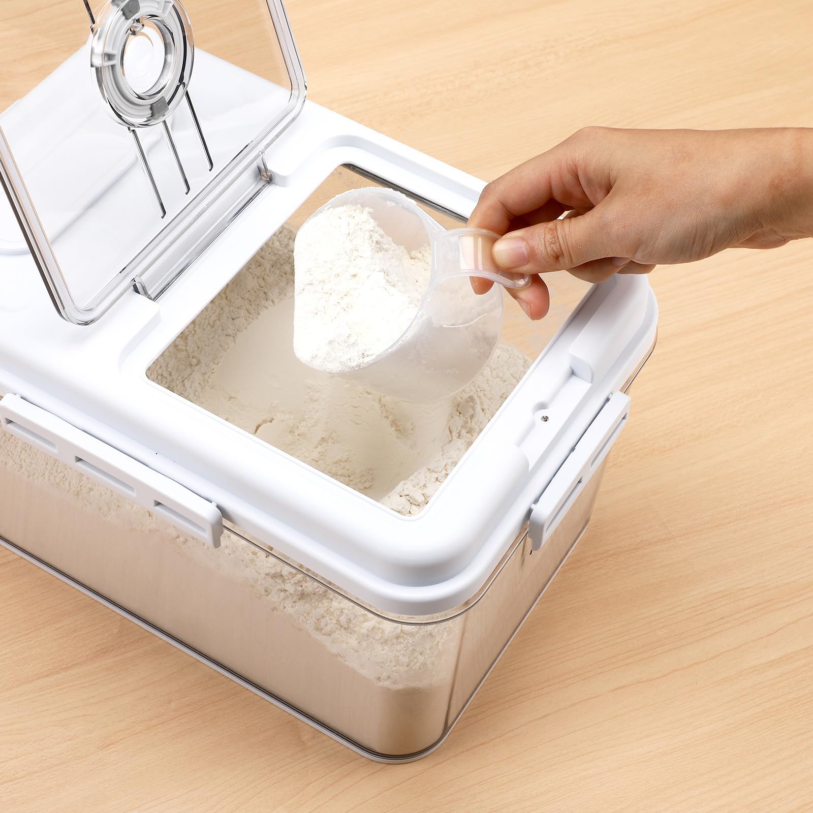 SUPVOX Contenitore Ermetico per Riso e Cereali in Pet Resistente, Dispenser Multifunzionale per Cucina Grande Capacità, Conservazione Alimenti Secchi e Farina, per Uso Domestico