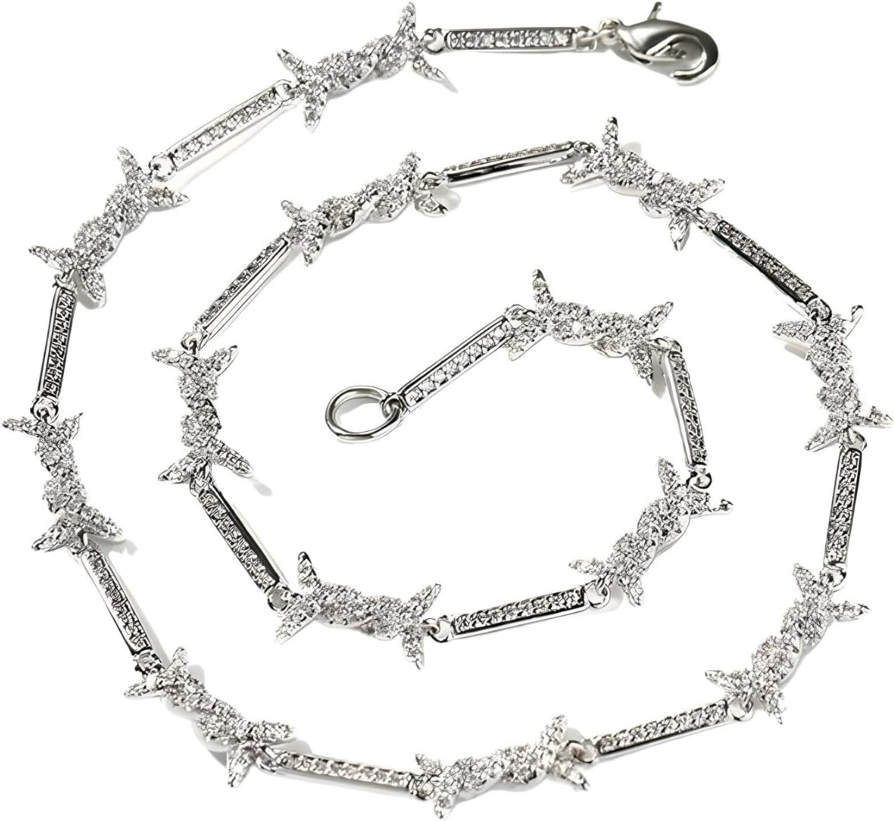 925 Sterling Silver Heart Barbed Wire Necklace For Men and Women - 14K Yellow Gold Barbwire Little Thorns Chain Choker Jewelry Gifts Barb Wine Necklace Gothic Punk Little Thorns Chain Choker