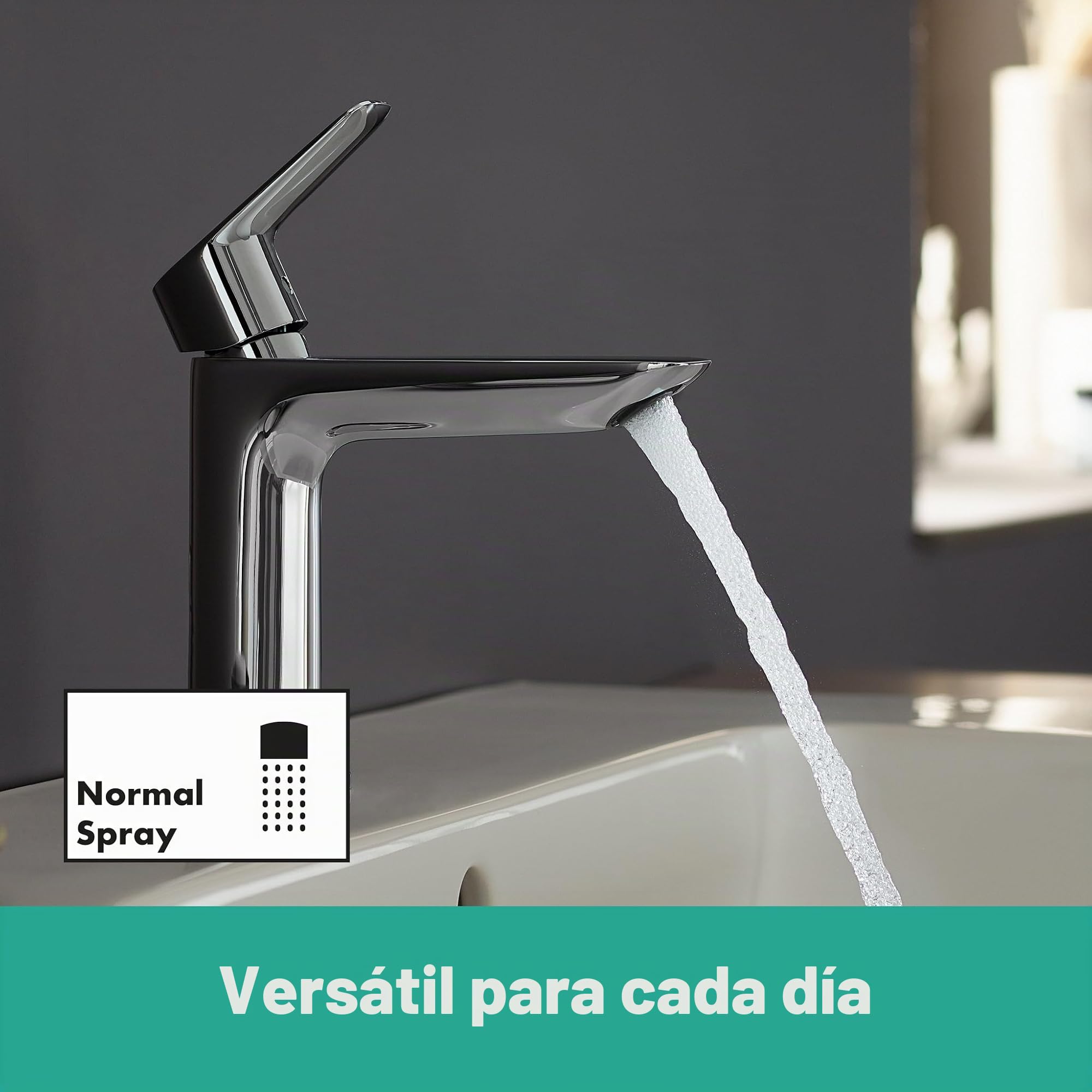hansgrohe Logis Grifo monomando de lavabo 110 Fine, con vaciador Push-Open, cromo, 71252000