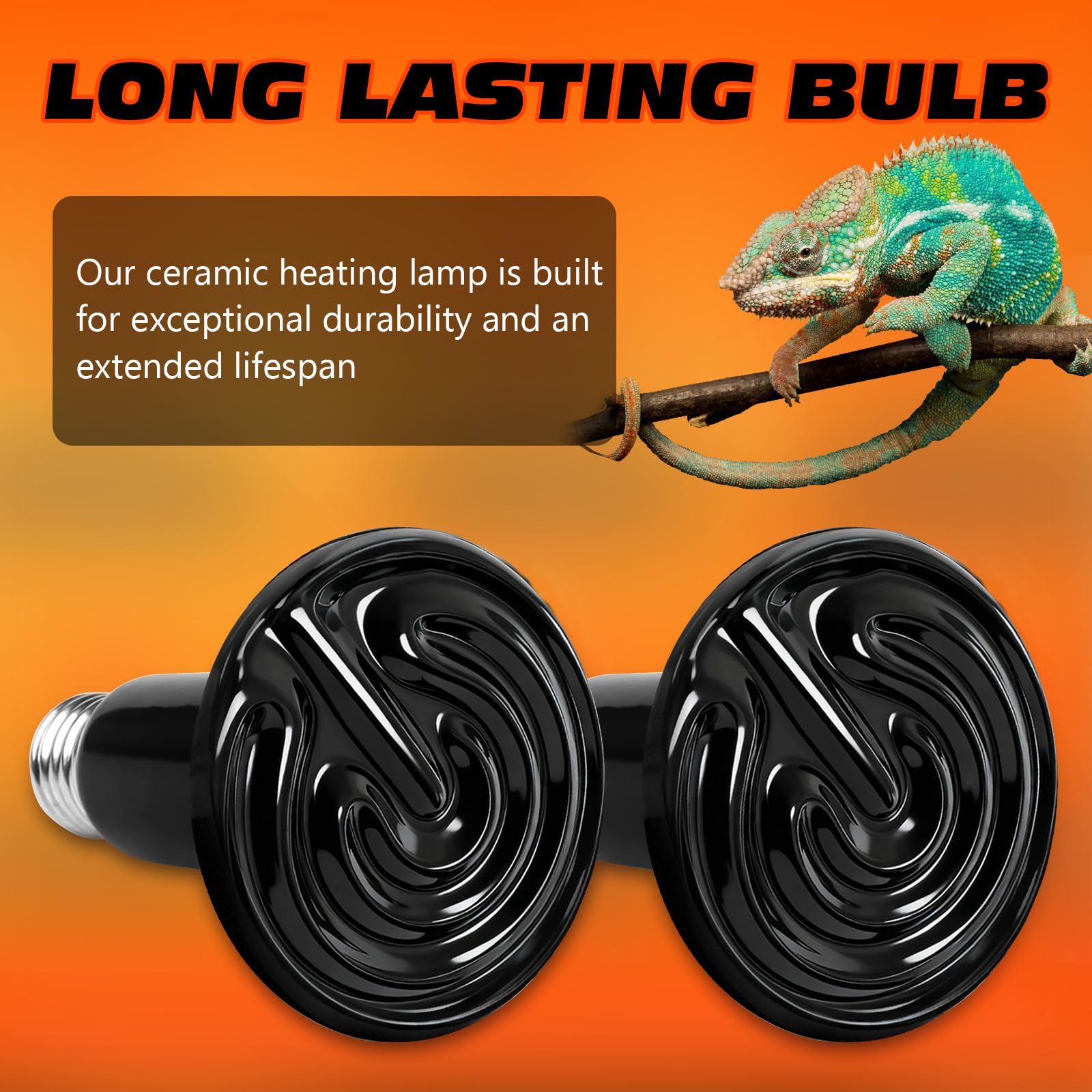 75W Ceramic Heat Emitter Reptile Heat Bulb E26 Base Heat Lamp Bulbs No Light Heat Lamp for Amphibian Pet Brooder Coop Lizard Turtle Snake Terrarium - image 5