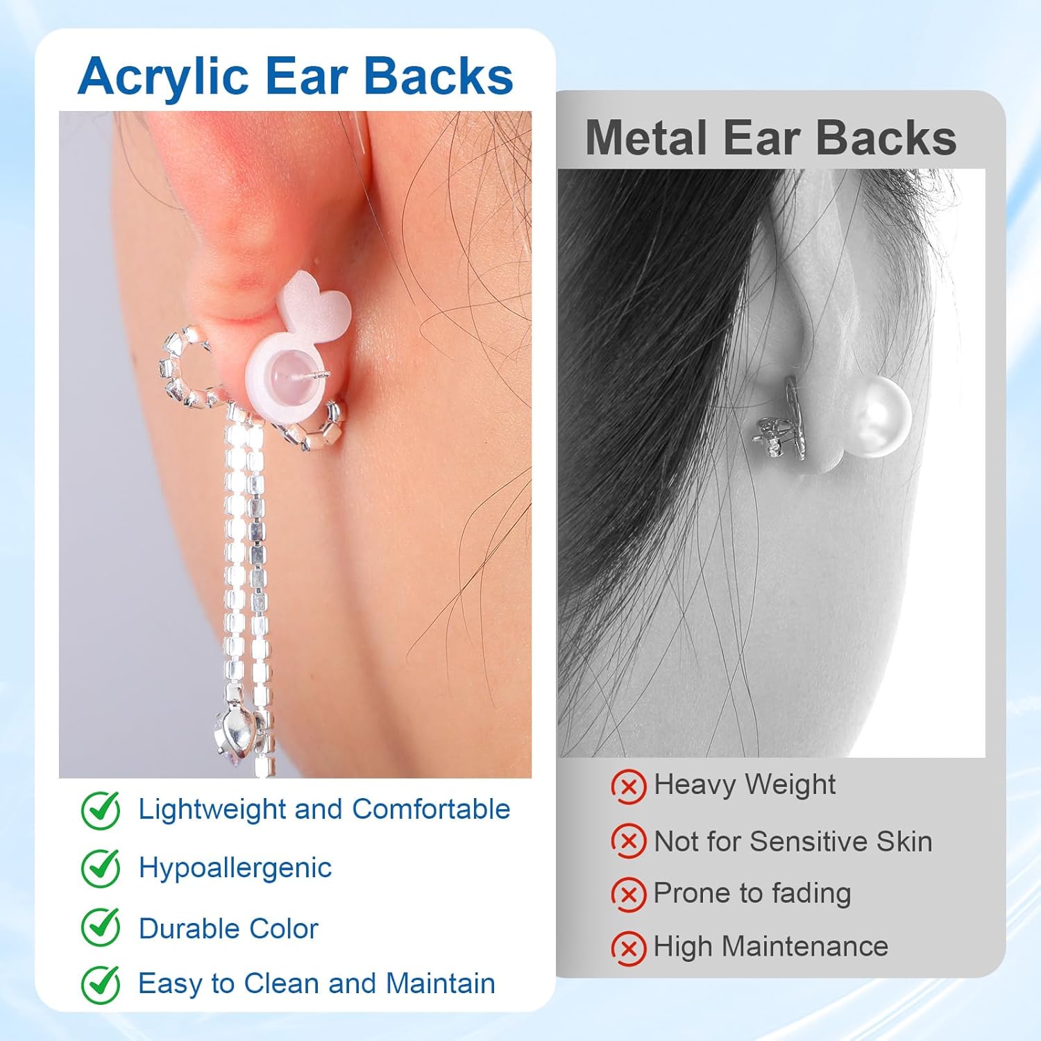 50Pcs Clear Silicone Earring Backs for Droopy Ears, Earring Lifters for Heavy Earrings Support Backs Comfortable Earrings Back Replacements for Big Studs - Image 3