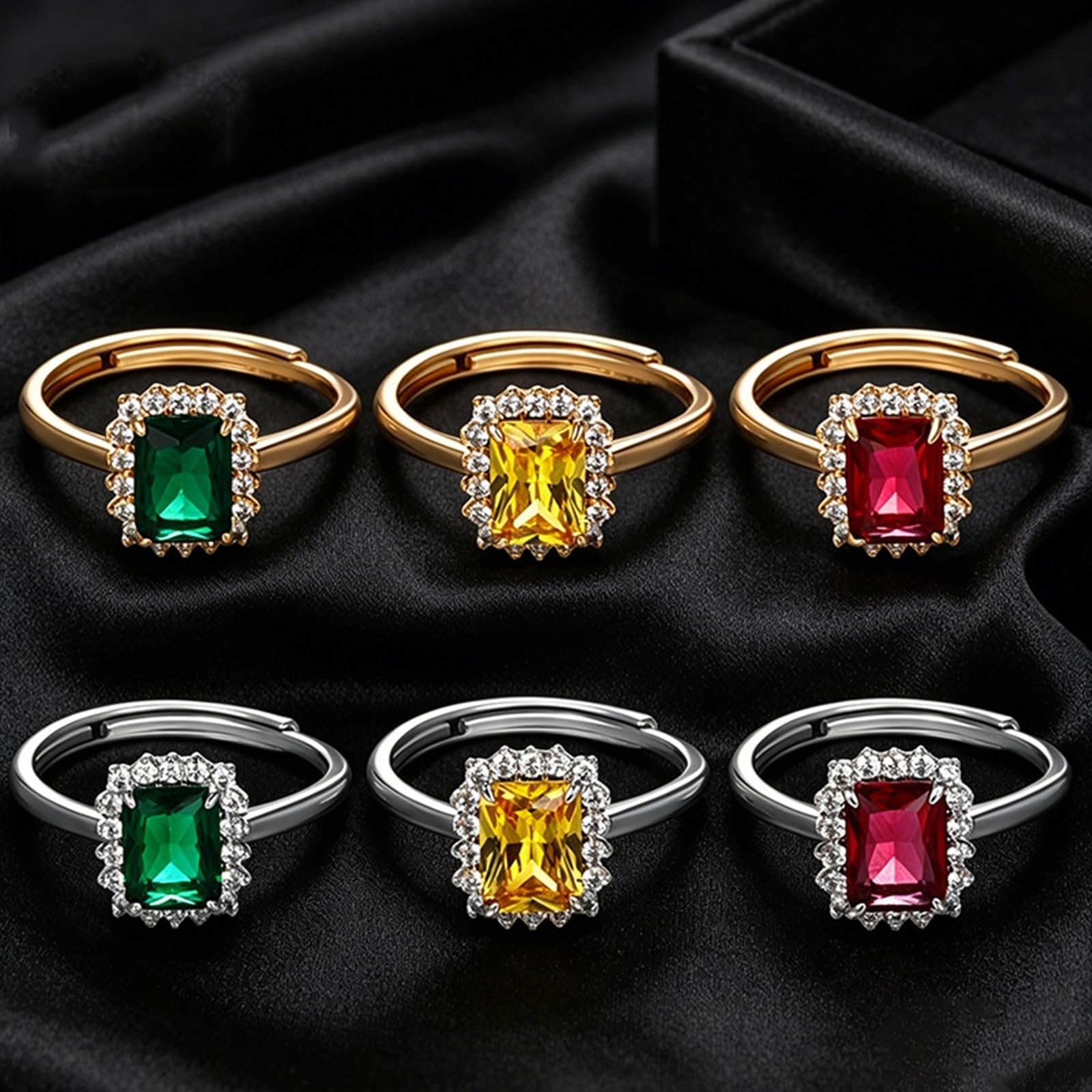 Anello solitario in vero oro bianco 9 K/14 K/18 K, anello aperto di fidanzamento