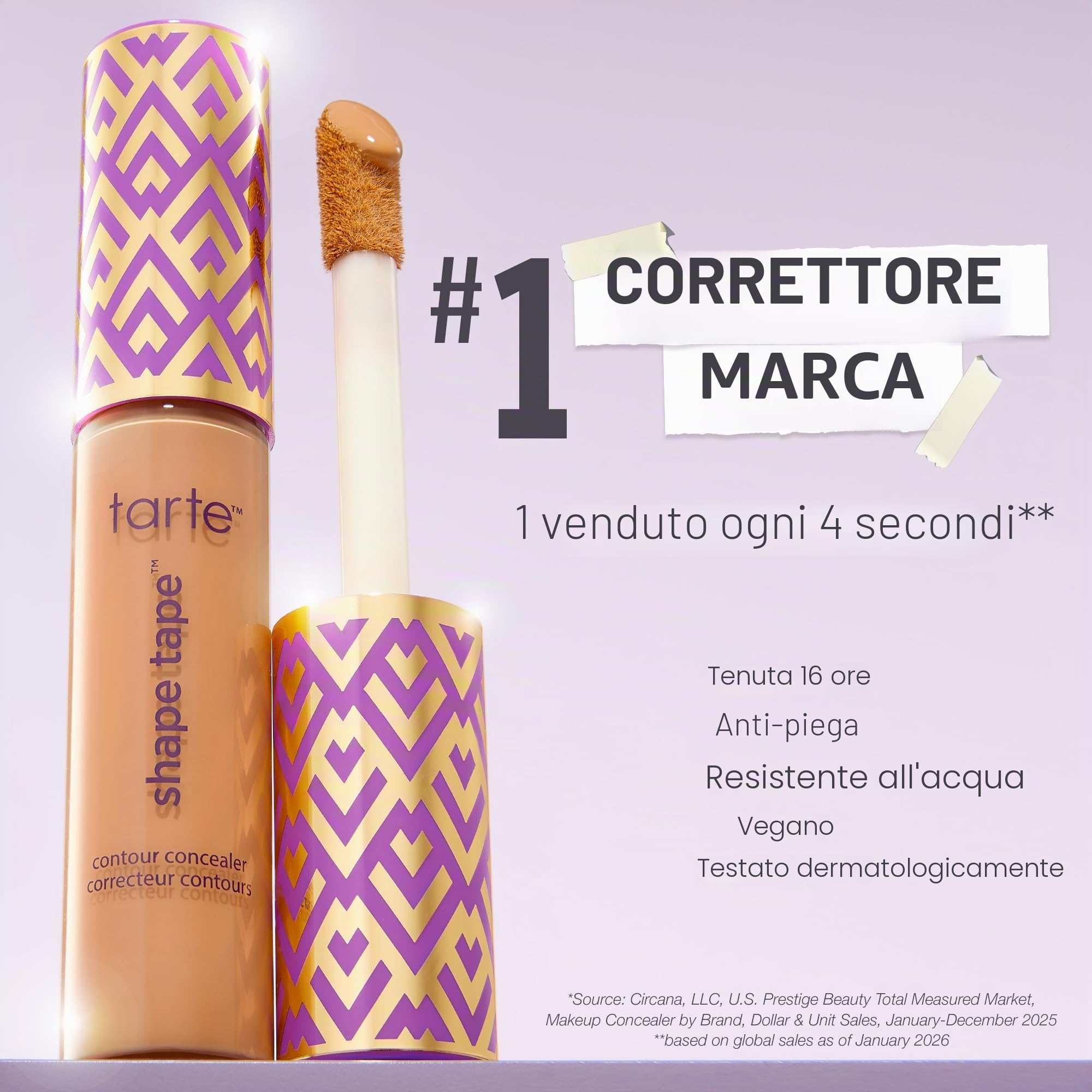 Tarte Shape Tape Contour Concealer Medium Sand - 34S - pelle media con sottotoni gialli
