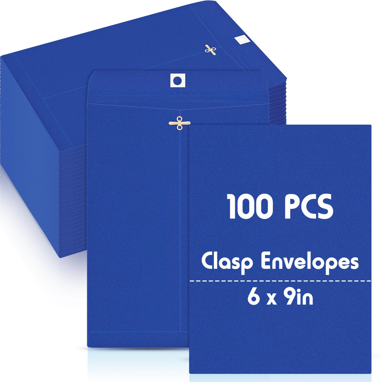 Geyee 100 Pcs 6 x 9 Inch Dark Blue Clasp Manilla Envelopes Mailing