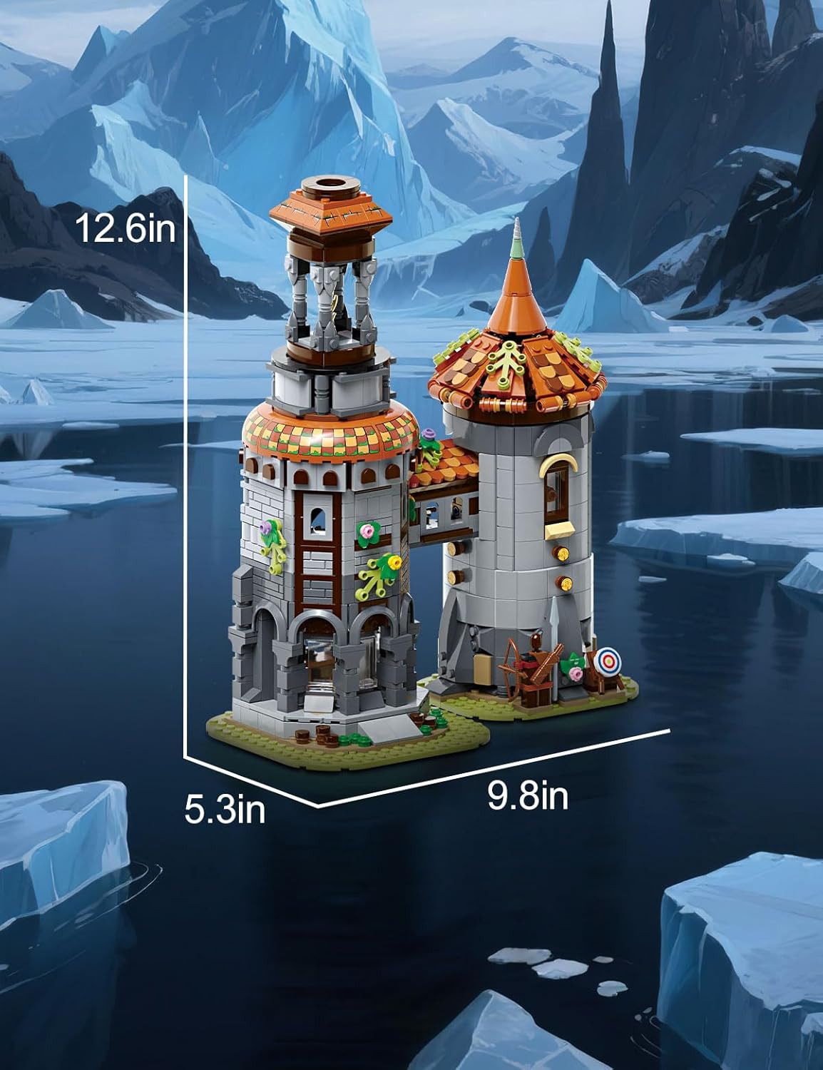 SEMKY City Series Medieval Watchtower Building Blocks Set, (1326+Pieces) Medieval House Model Gifts for Kid and Adult