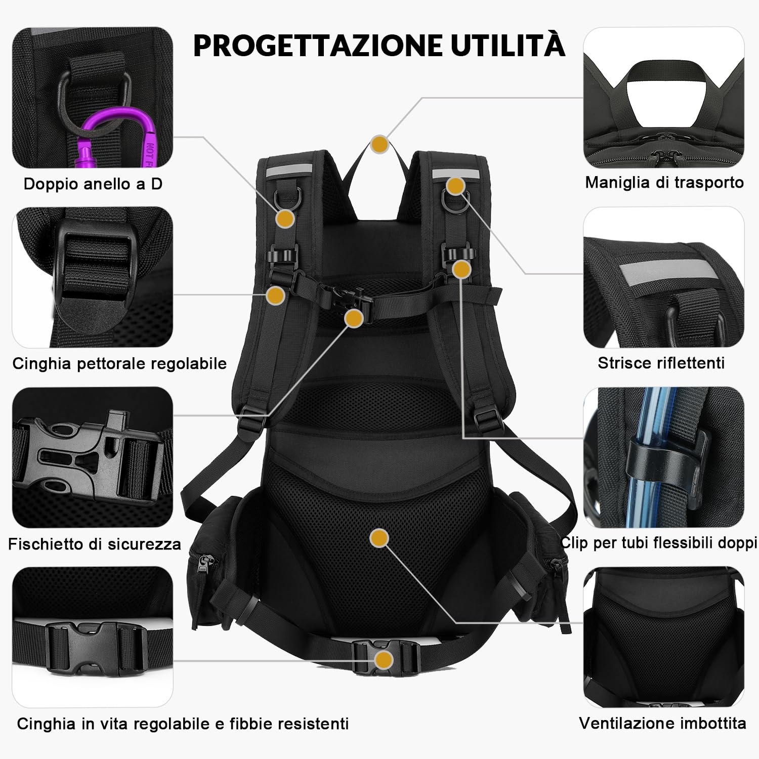 Zaino Bici 16L Zaino Bicicletta per Sci Escursioni Moto Snowboard Ciclismo MTB per Uomo e Donna
