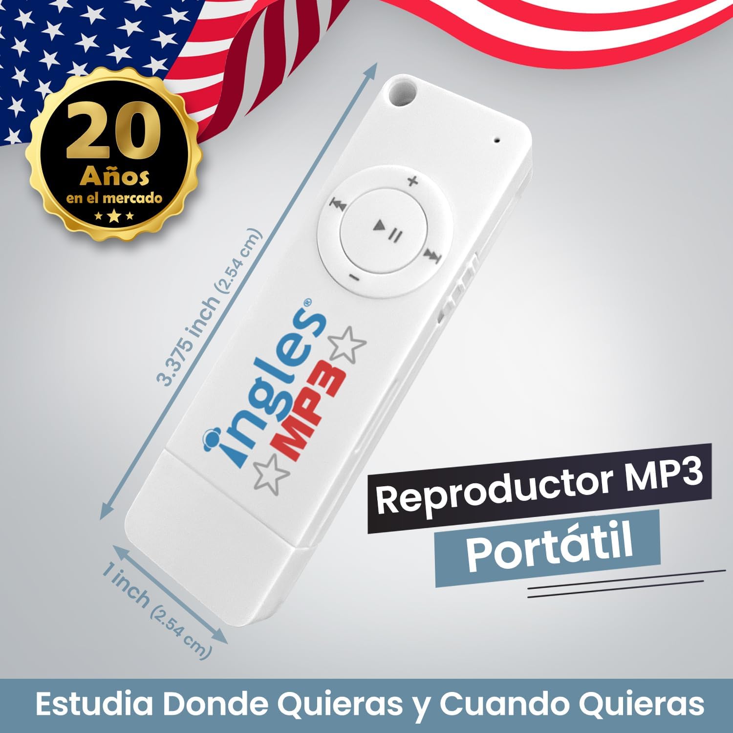Reproductor MP3 con Curso de Inglés, Aprende Inglés en 3 Meses (124 Lecciones Pregrabadas de Inglés Americano para Hispanos en USA), Incluye Dispositivo Compacto. Aprende Inglés Sin Gramática.