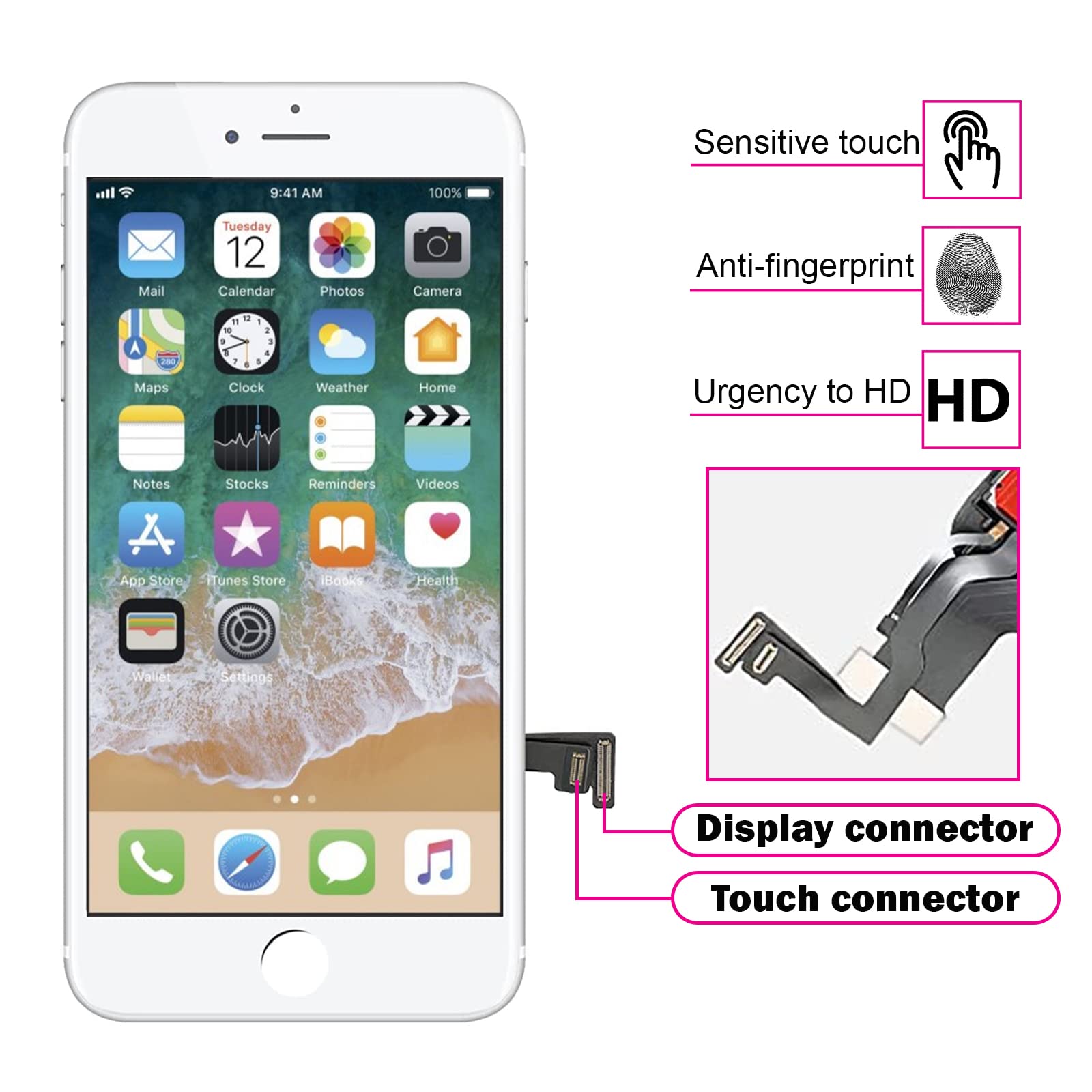 Compatible iPhone7 Plus Screen Replacement (White) 5.5inch (Model