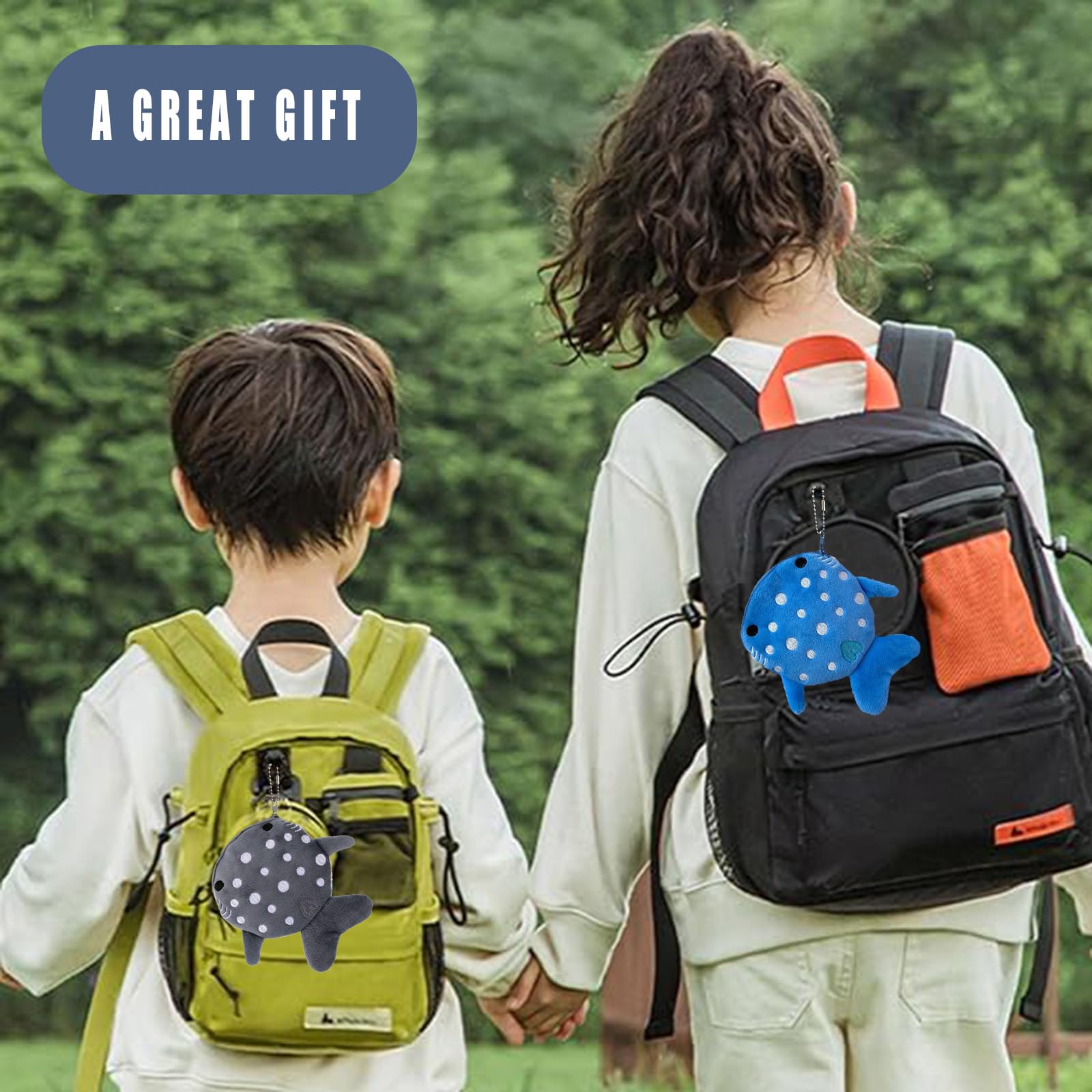 Whale Shark Coin Purse Keychain,Cute Plush Change Purse with Zipper Keychain,Kawaii Handmade Coin Pouches for Women: Blue+gray