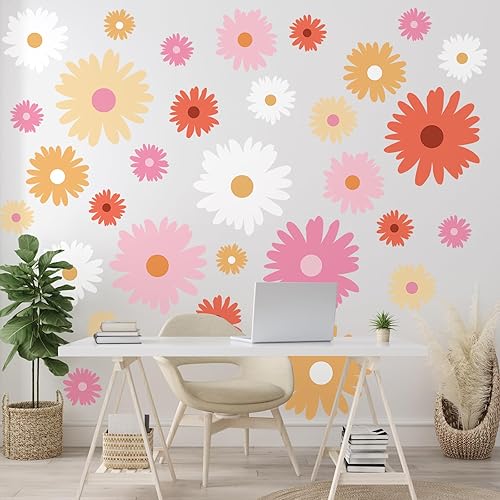 Miniatura 7 de TaoBary 12 hojas de calcomanías de pared de margaritas grandes, calcomanías de pared de margaritas para pared, despegar y pegar para guardería,