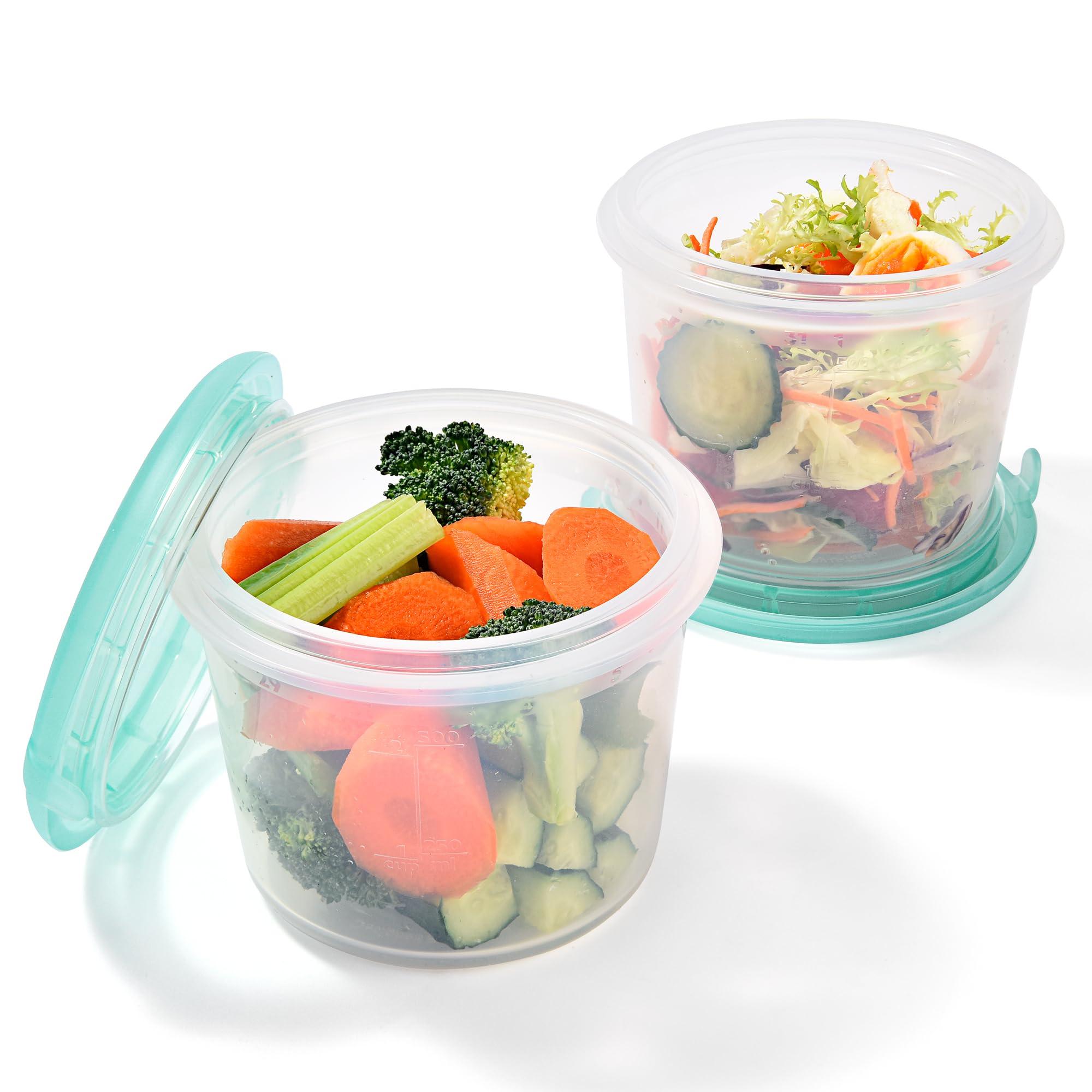 U-Taste 2 Cup Silicone Food Container: Meal Prep Kitchen Storage with Airtight Lid, Freezer & Microwave Safe, Lunch Box with Date Marking Circle,