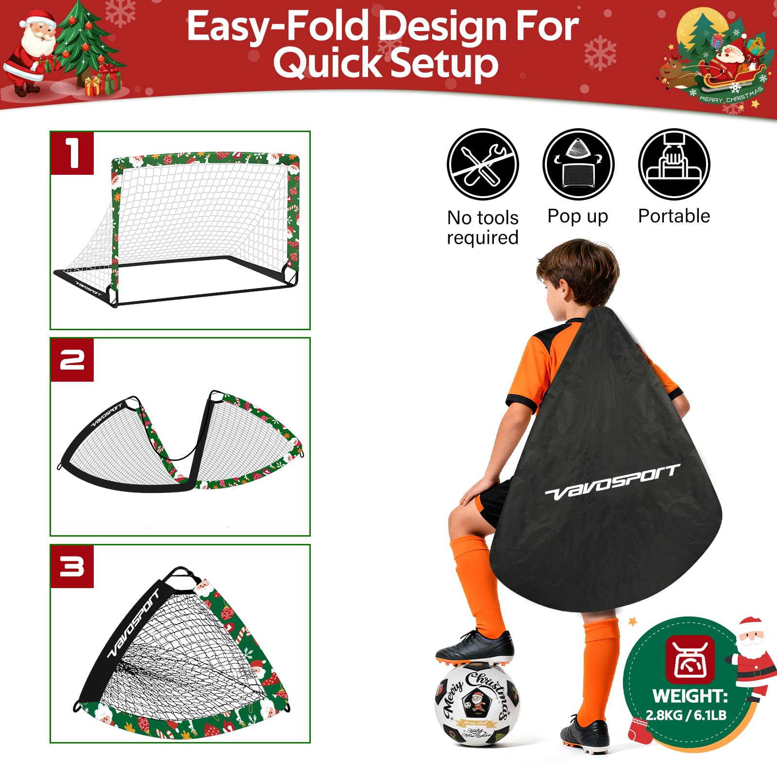 Kids Soccer Goals for Backyard Set - 2 of 4' x 3' Portable Soccer Goal Training Equipment, Pop Up Toddler Soccer Net with Soccer Ball, Soccer Set for Kids and Youth Games, Sports view 4