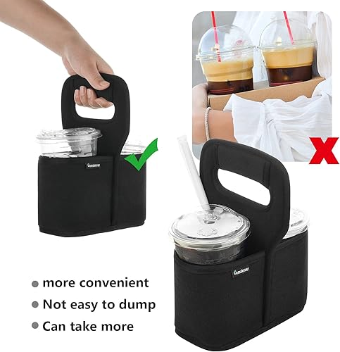 Miniatura 5 de Portavasos con asa, soporte reutilizable para tazas de café para bebidas calientes o frías, contenedor para botellas de agua con divisores