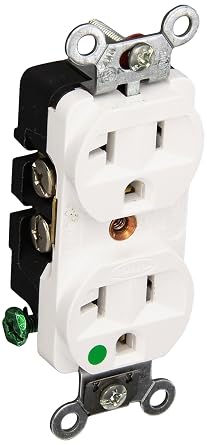 Hubbell Wiring Device-Kellems HBL8300HW Receptacle, Duplex, 20A, 5-20R, 125V, White HUBHBL8300HW