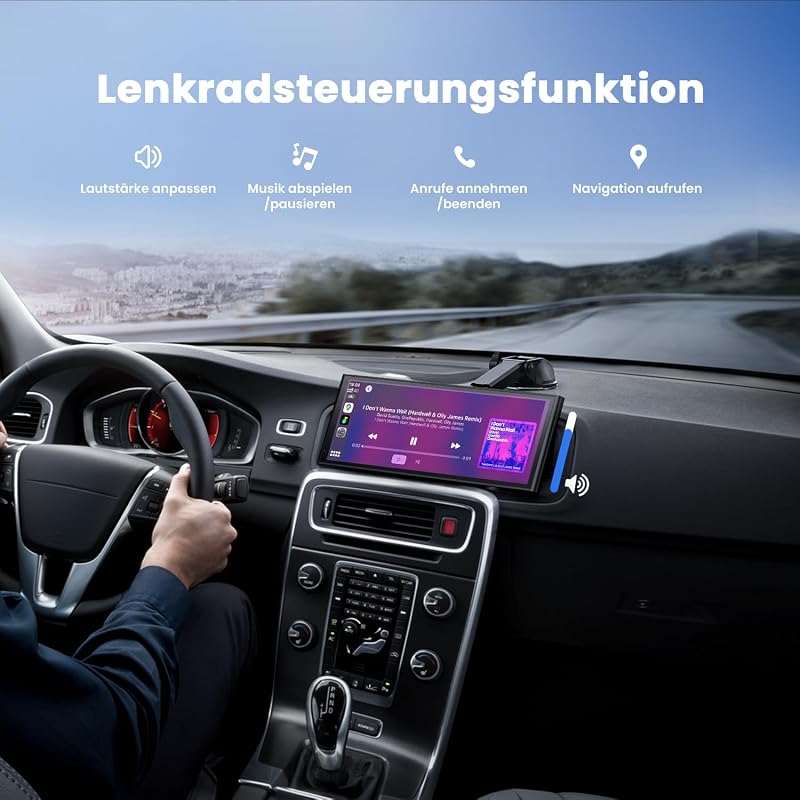 Krunia 9,26" Vezeték Nélküli Hordozható CarPlay Kijelző - Apple CarPlay & Android Auto Támogatás, Tolatókamera, OTA Frissítés, GPS Navigáció