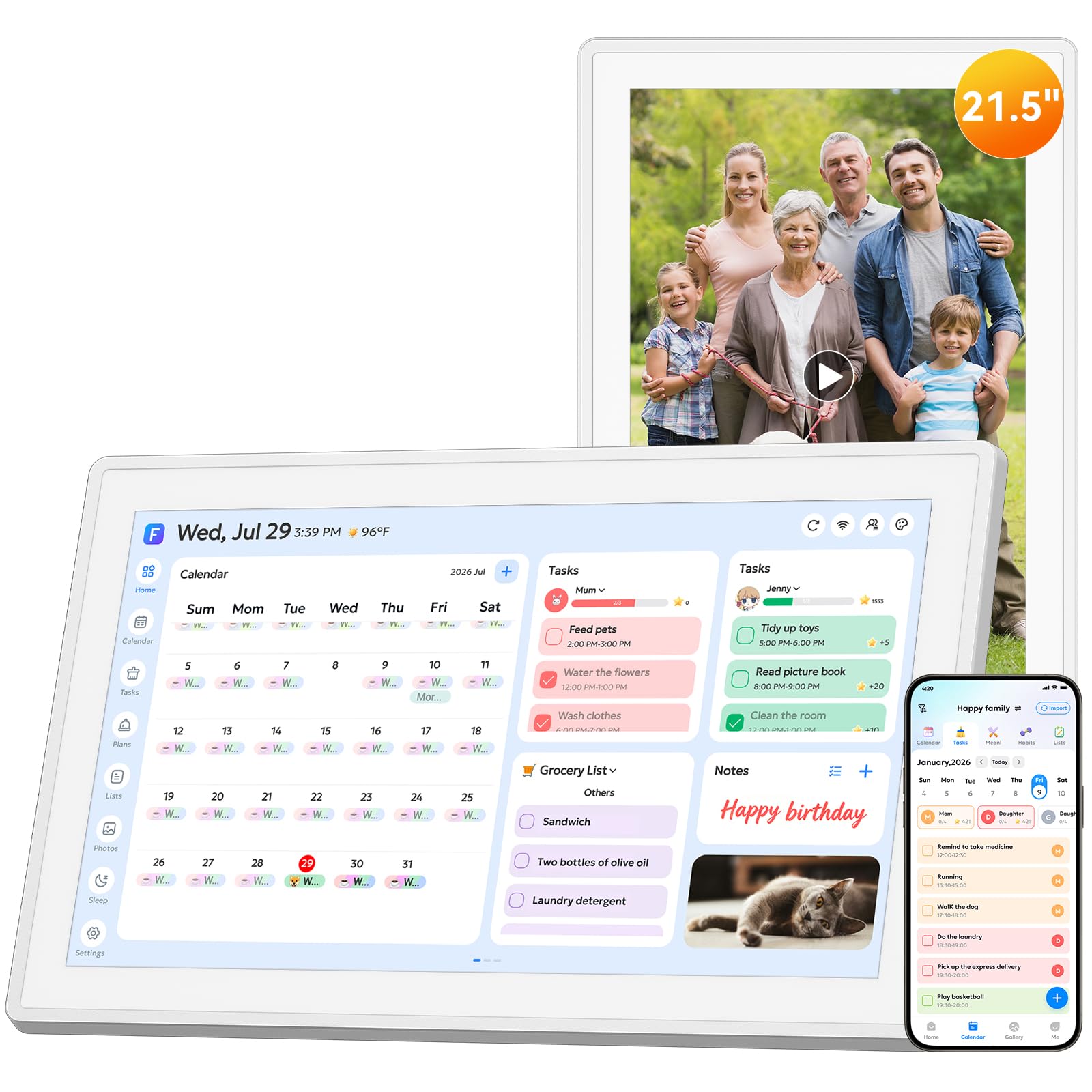 Digitaler Kalender, Wandkalender mit Diagramm, 54 cm