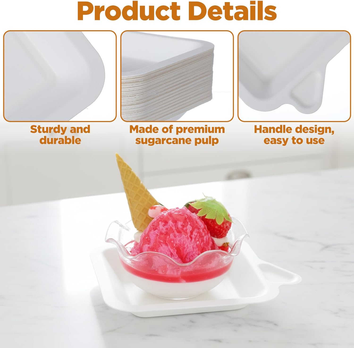 300 Pcs 4.5 Inch Small Paper Plates, Bulk Disposable Mini Plate Sugarcane Bagasse Tiny, White Square Paper Dessert Plate, Mini Cake Appetizer Plates for Wedding, Birthday, Graduation Party
