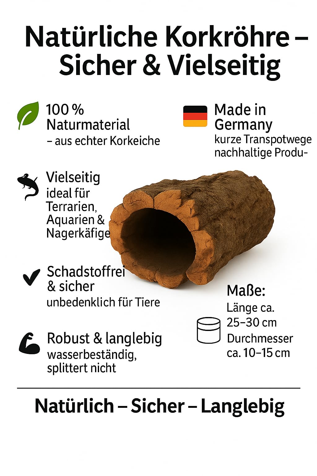 Korkröhre SAHAWA Baumstammtunnel øca.10-15 cm Länge ca. 25-30 cm für Nager und Exoten… braun