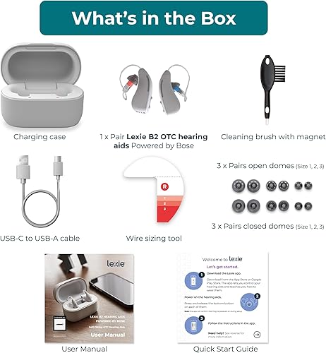 Miniatura 7 de Lexie Audífonos B2 OTC alimentados por Bose  Audífonos OTC autoajustables recargables para adultos y personas mayores con ajuste invisible y