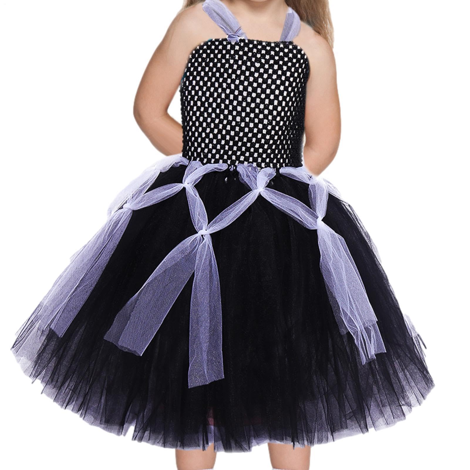Generico Abito Halloween Bambini Abito Elegante Traspirante Senza Maniche | Abiti Di Halloween Per Bambine Adatte A Danza Foto Incontri Carnevale Spettacoli Sul Palco Feste A Tema Bimbe 2-12 Anni