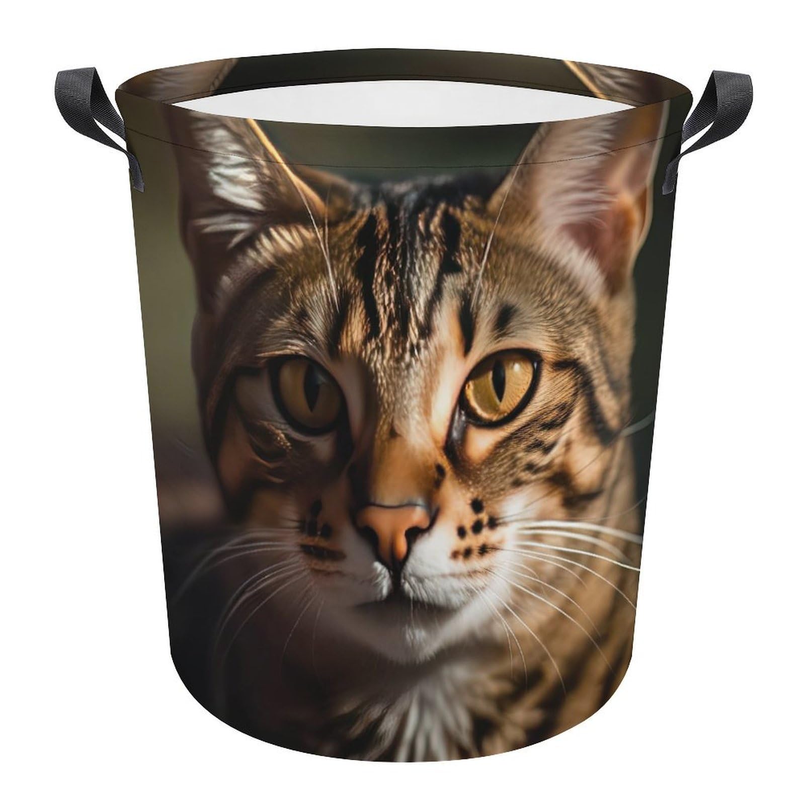 Cesta ropa sucia de gato divertido cubo redondo impermeable de lavandería para habitación