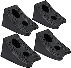 TONDA Wheel Chocks, Heavy Duty Wheel Wedge for Car, Travel Trailer - 8"×4.7"×4.7" - 4 Pack, Black