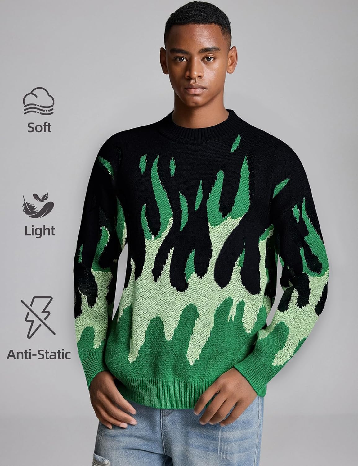 Arssm Men's Oversized Sweater Graphic Knit Aesthetic Crewneck Streetwear Pullover Jumper Tops - Image 5
