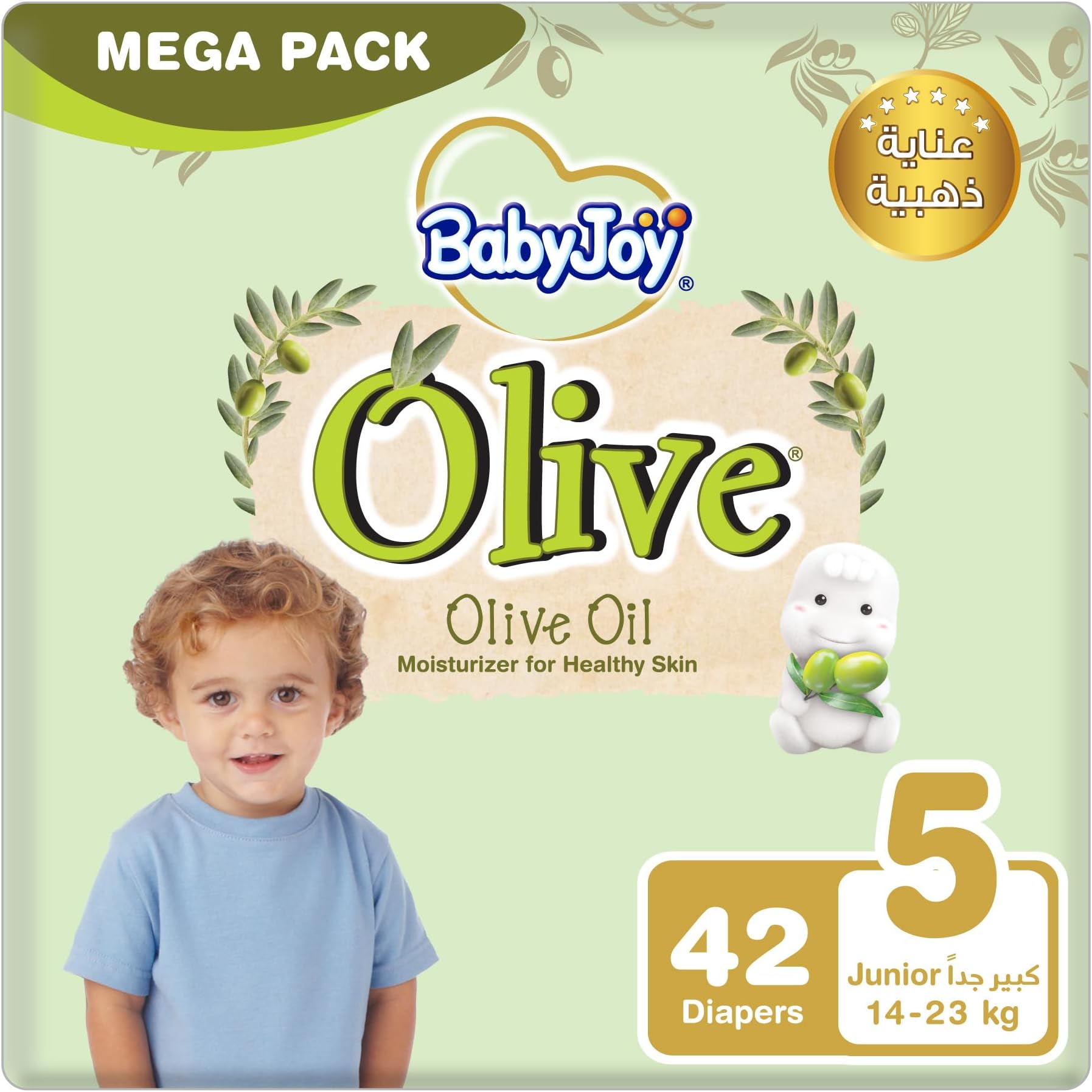 BabyJoy Olive Tape Diaper, Size 5, Junior, 1423 Kg, Mega Pack, 42
