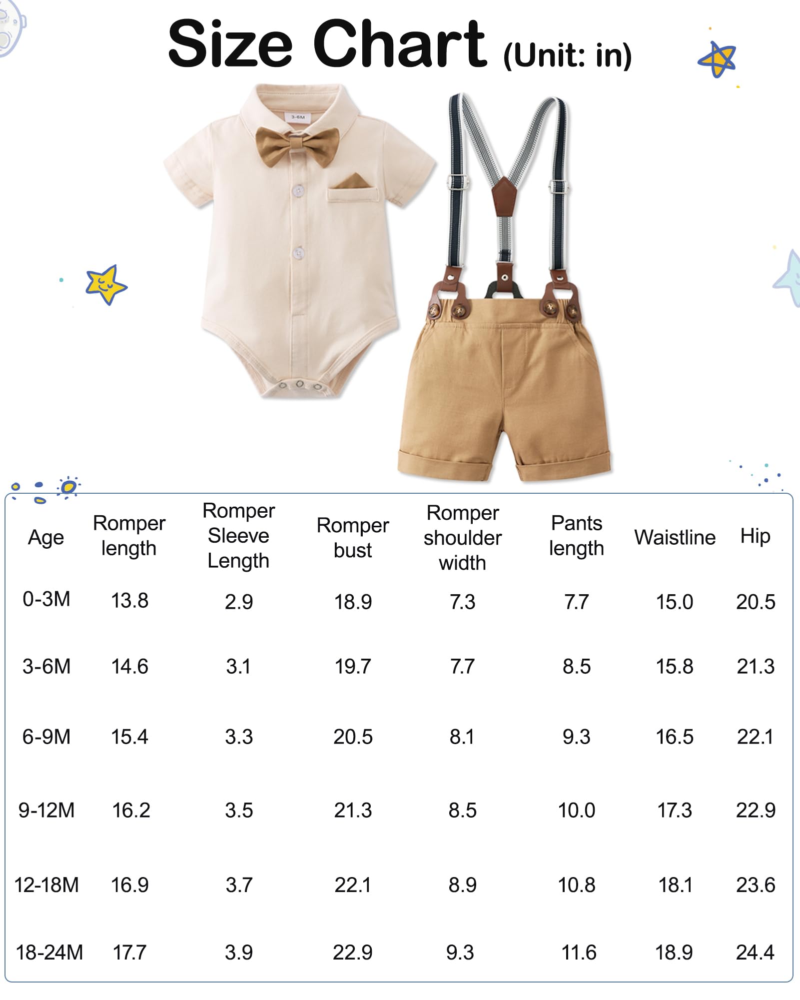 YUEMION Ropa para bebé niño y caballero, trajes de verano de manga corta con corbatín, camisetas + pantalones cortos con tirantes (3-24 meses)