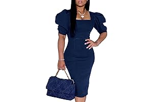 Denim Dress for Women Jean Sexy Bodycon Short Sleeve