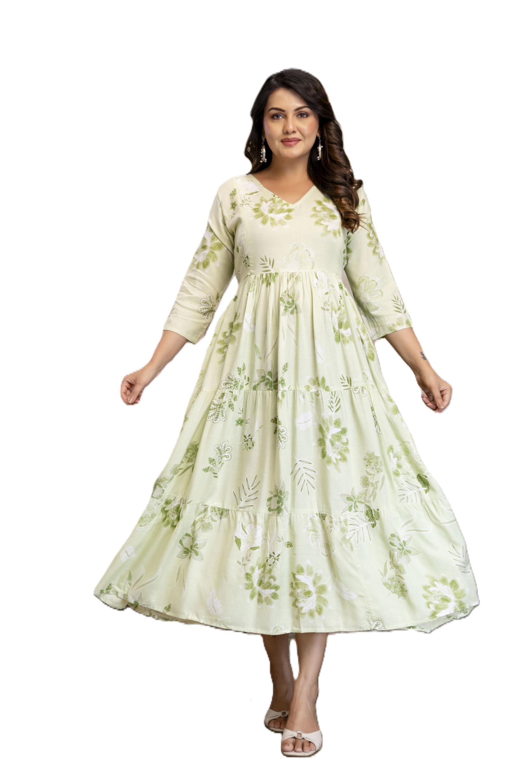 Womens' S Rayon Printed Tiered Maternity | Nursing |Feeding | Breast Feeding Dress with Zippers for Post Pregnancy-image-6