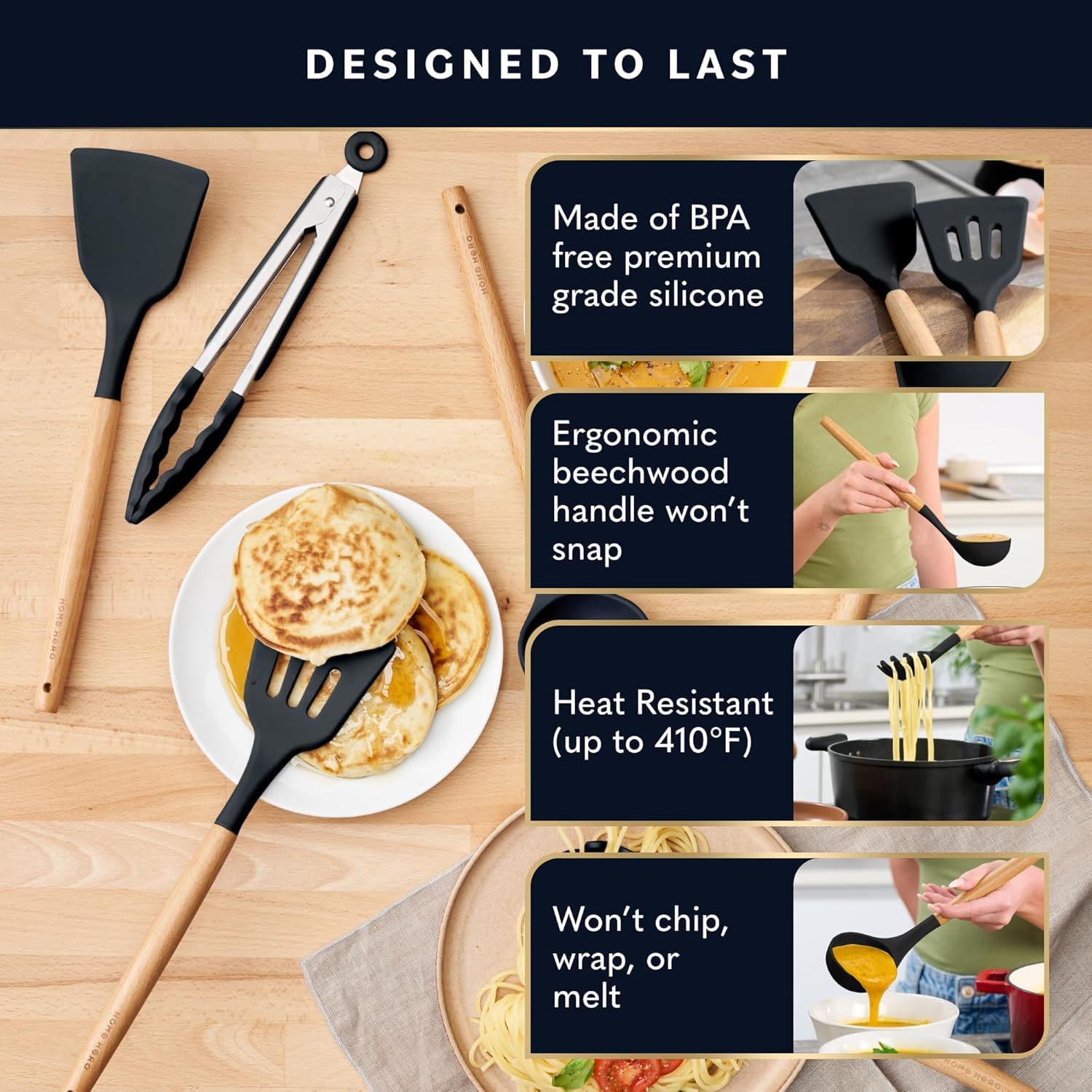 33 pcs Silicone Spatula Set for Kitchen - Nonstick Cooking Utensils Set with Ladle, Spoon & Baking Tools - Aesthetic Kitchen Items for Cooking Essentials - Durable Kitchenware Utensils Set for Home. 3
