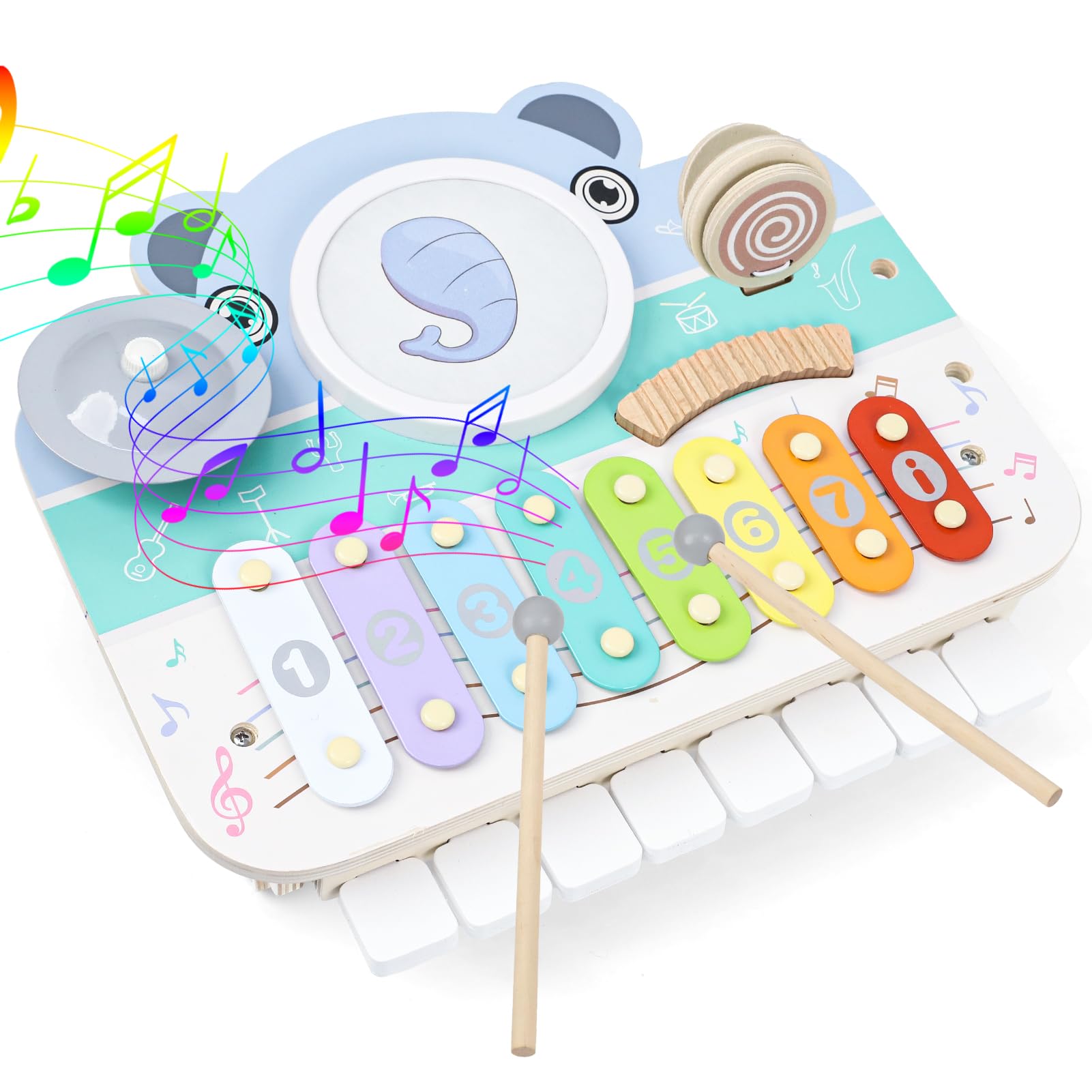 LZDMY instrumentos musicales para niños de 1 2 3 años,juguetes de música para bebés batería triángulo xilófono instrumentos niños,set de música montessori juguetes cumpleaños pascua regalo niño y niña — view 9