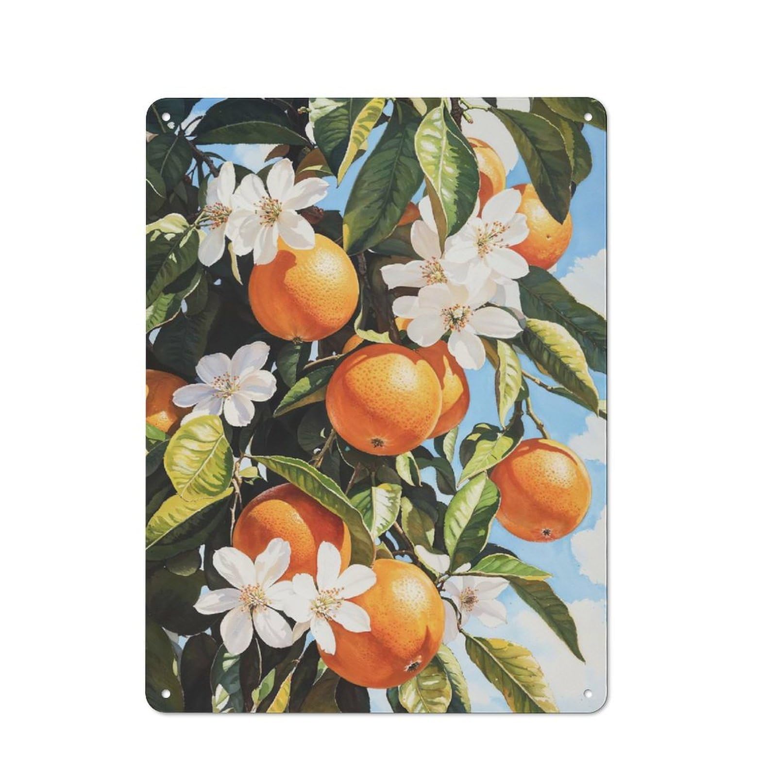 Junmoney Style-2 Metal Wall Sign 40X30cm Featuring Orange Tree Blossoms For Bar Or Restaurant, For Themed Interiors In Bars And Restaurants