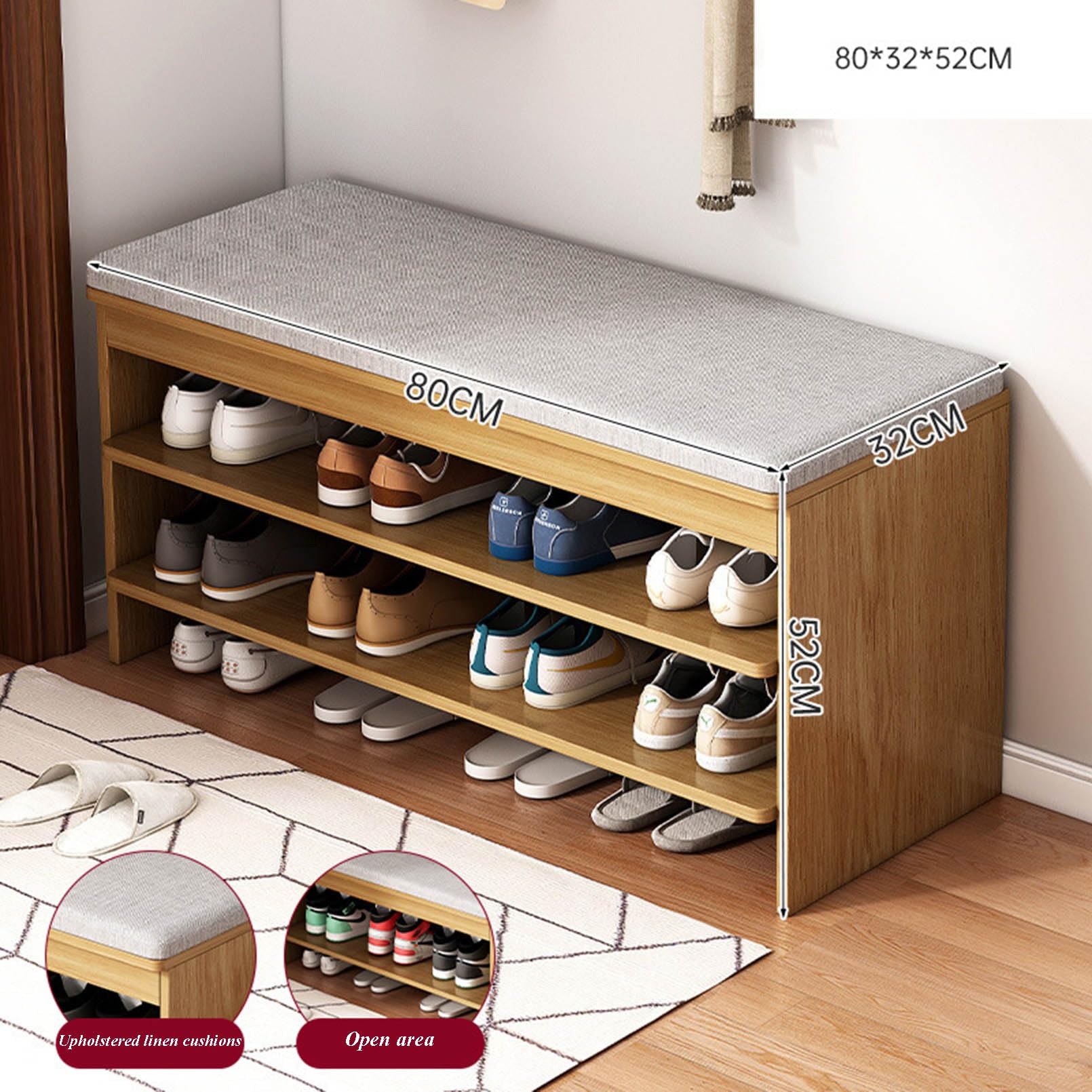Amazon.com: 3 Tier Entryway Bench Shoe Storage Bench with Padded  display picture 1