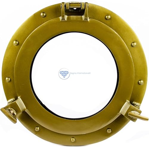 Miniatura 8 de Nagina International Espejo vintage antiguo de aluminio de alta calidad para montar en la pared, de coca cola, ventana de ojo de buey de barco,