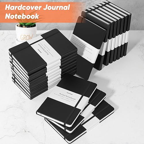 Miniatura 8 de Huhuhero - Paquete de 10 cuadernos, clásico, a rayas, papel grueso de 120 gm, cuaderno negro de tapa dura para oficina, hogar, escuela, negocios,
