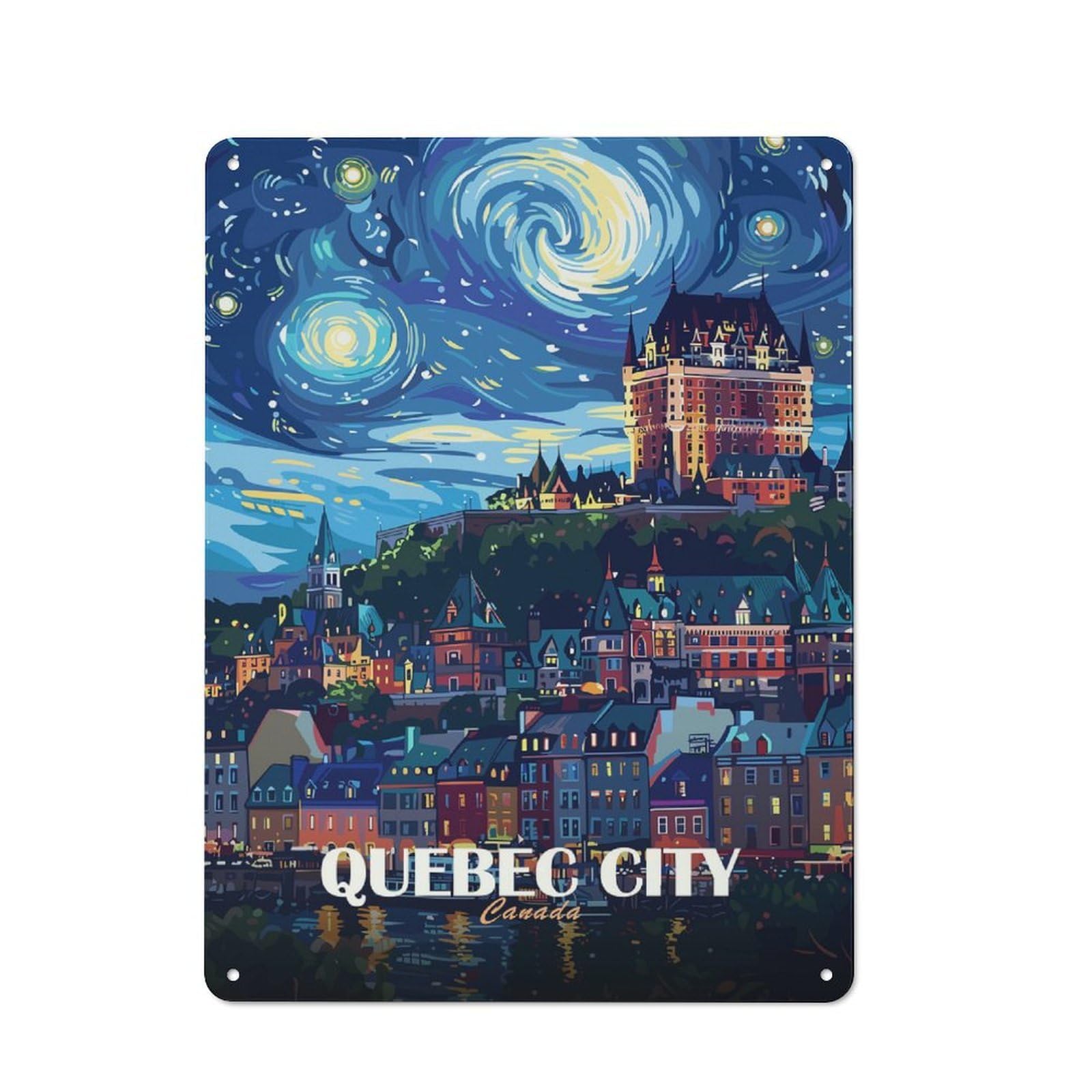 Junmoney Style-11 Tin Wall Plaque 40X30cm With Quebec City Canada Travel For Hallway Wall, Suited To Wall Displays In Hallways And Entrance Areas