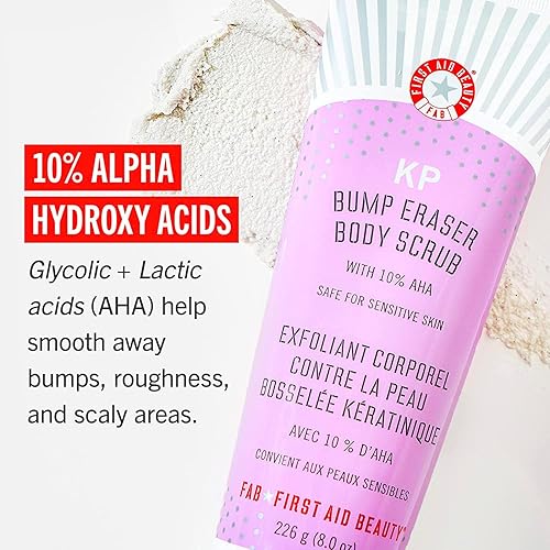Miniatura 2 de First Aid Beauty KP Bump Eraser Body Scrub Exfoliante para queratosis pilaris con 10% AHA  8 onzas + tubo de tamaño de viaje de 1 oz