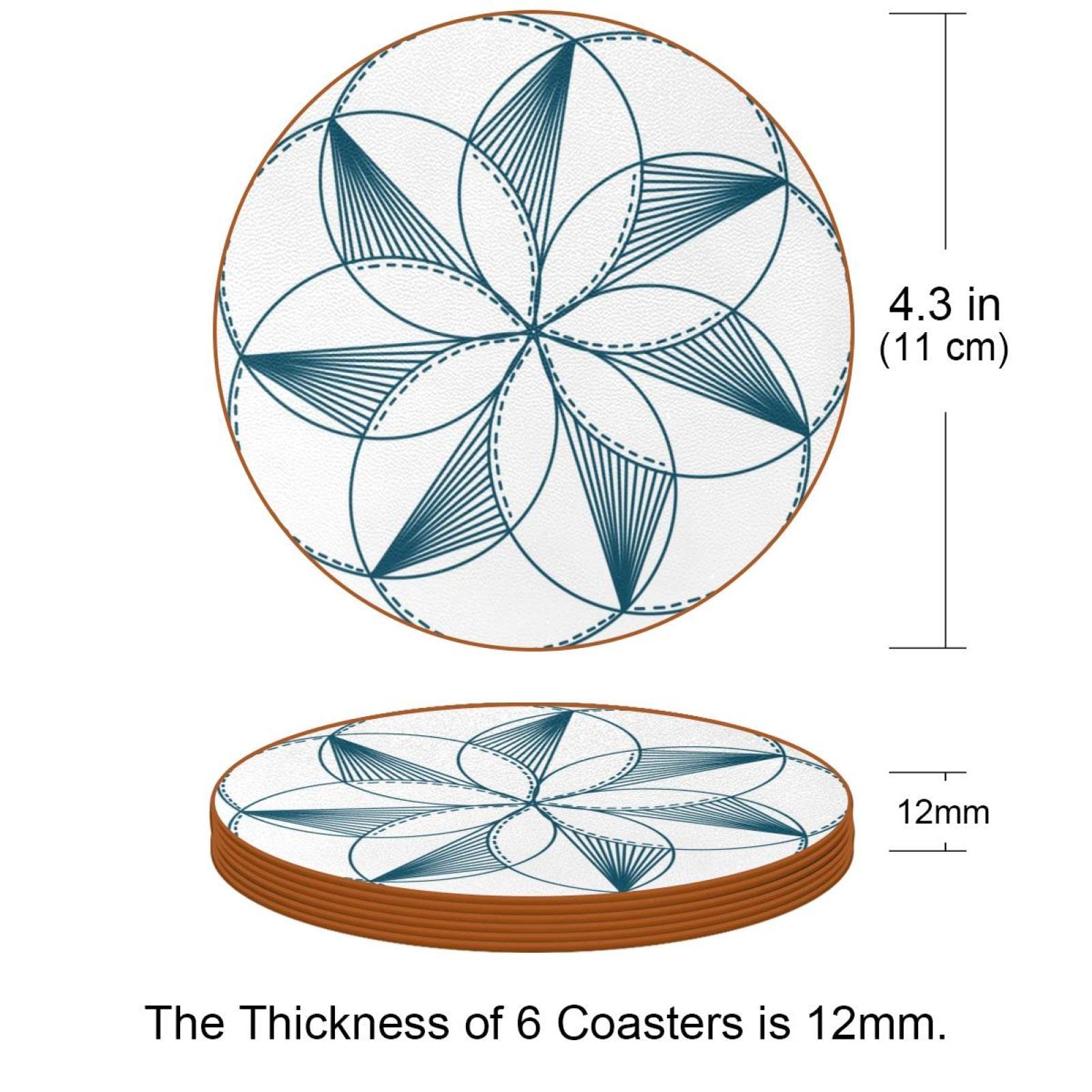 Runde Untersetzer mit Blumenmuster für Getränke, 6 Stück, Tischschutzmatte für Weingläser, Tassen und Tassen, wiederverwendbar im Büro, Küche, Bar, 10,9 cm