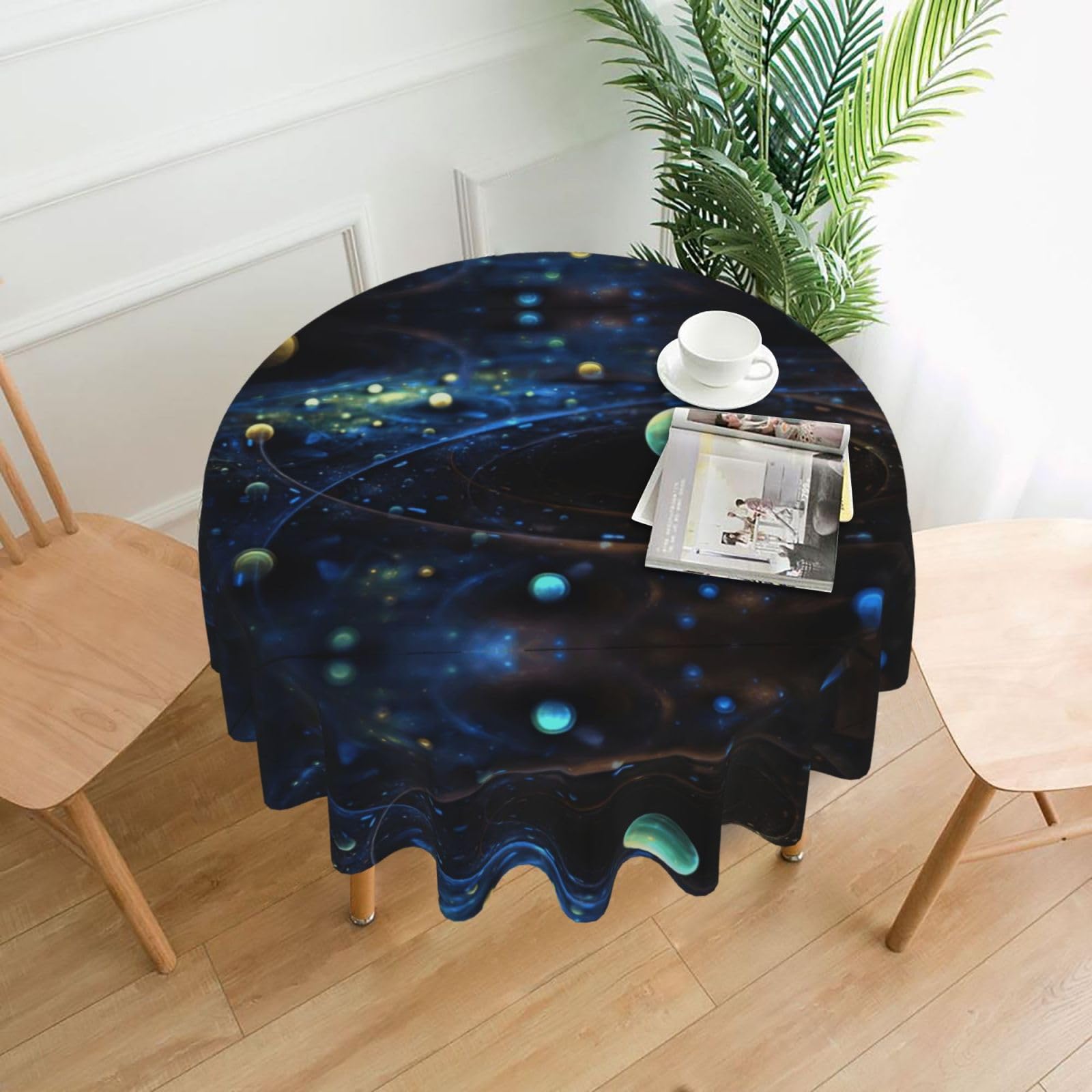 hhxvcv Outer Space Planets Round Tablecloth – Dining Table Cover