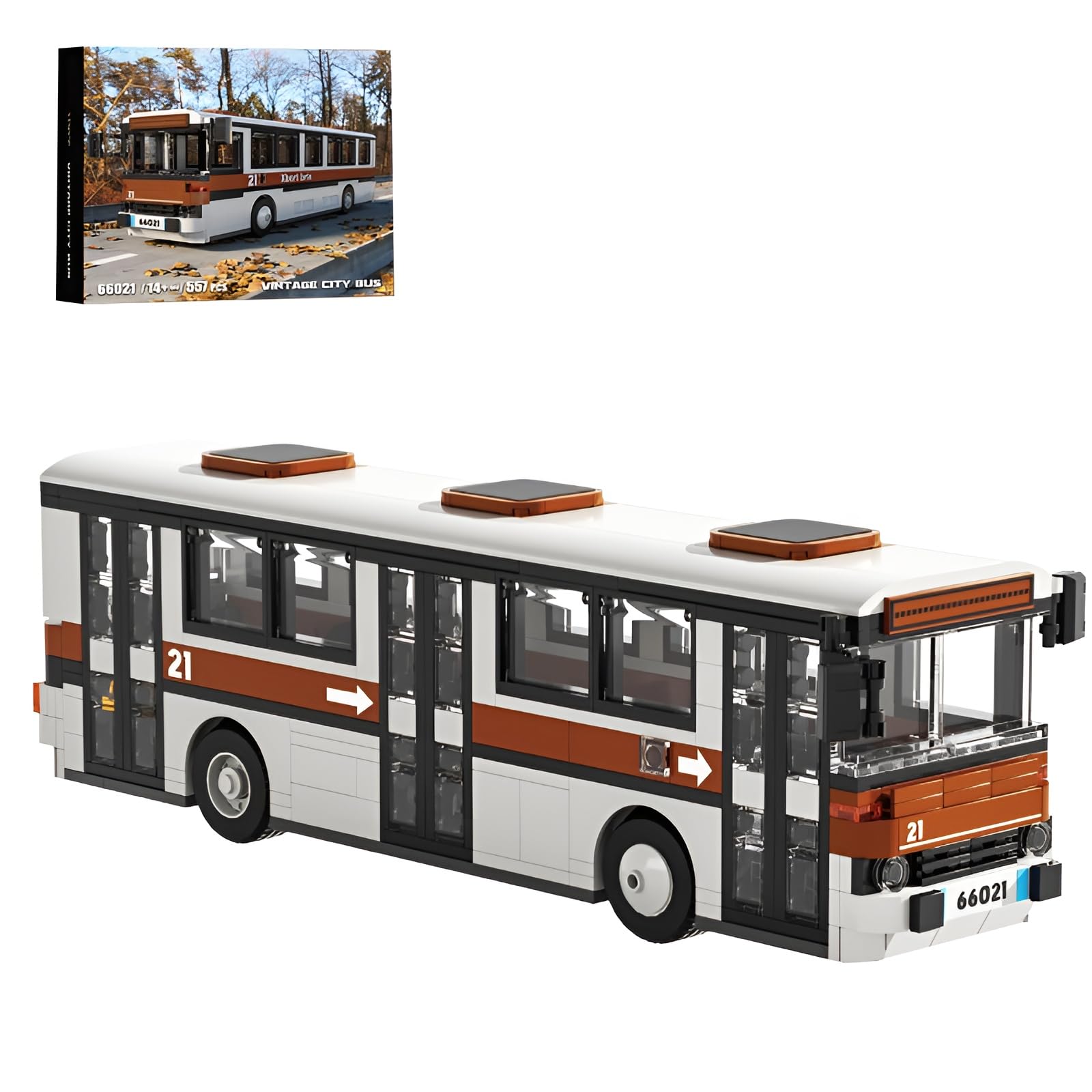 DzirePada Vintage Double Decker Bus Building Blocks Set, 552PCS City Travel Bus Vehicle Model Toys, STEM Bus Station Building Bricks Kit, Ideas gifts for Teens Adults and Office Home Decor