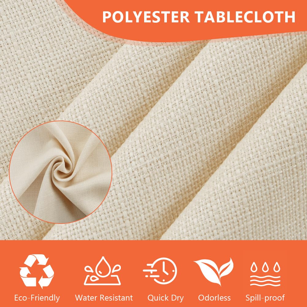 AUAUY Wipe Clean Table Cloth, 140x200cm Rectangular Washable Faux Linen Tablecloth - Image 2