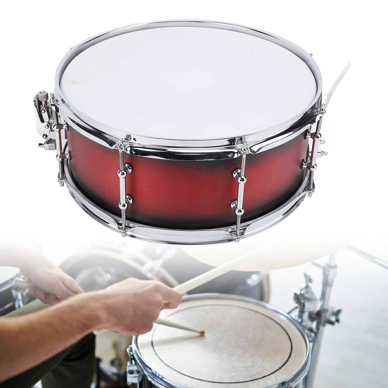 Dilwe Kit di batteria, cassa chiara robusta con suono caldo per fanfare, struttura in lega di alluminio e PET per prestazioni migliorate