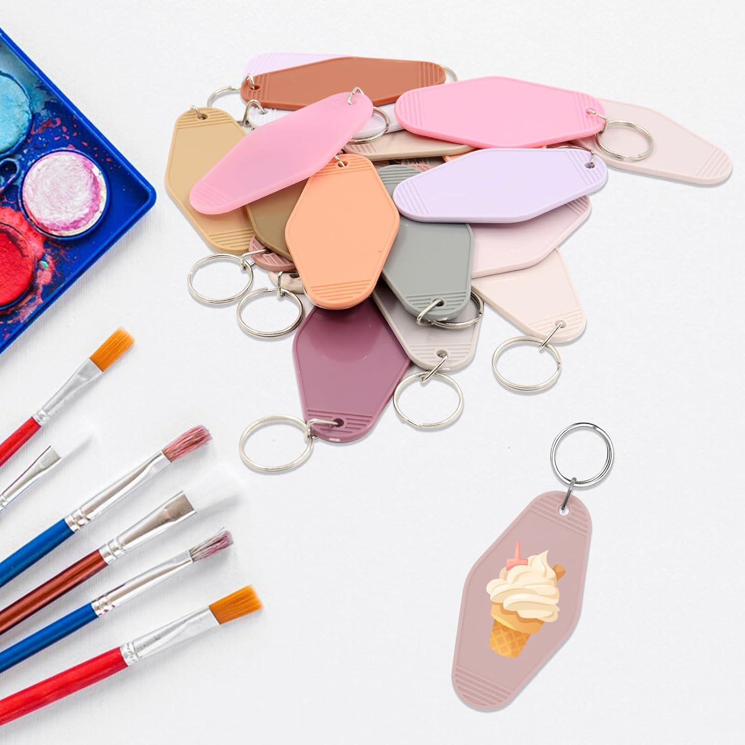 LOTMER 20/30/40/80 PCS Hotel Keychain Blank with Key Rings, 60 Colors Motel Key Chains for DIY Keychains - Image 7