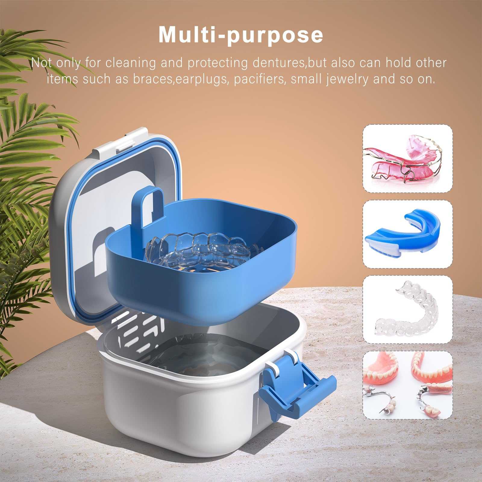 Denture Case & Cup, Travel Retainer Case With Mirror, No-Leak False - View #11