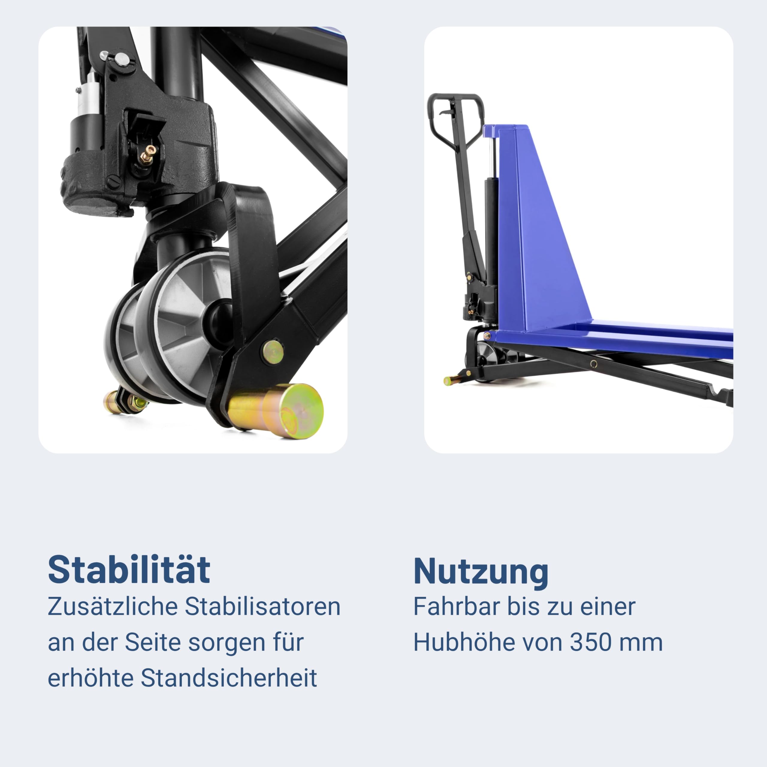 Pallit Scherenhubwagen mit Schnellhub 1000 kg Tragkraft 800 mm Hubhöhe 1170 mm Gabellänge | Hubwagen Hubtisch Scherenhubtisch Hochhubwagen ZAC