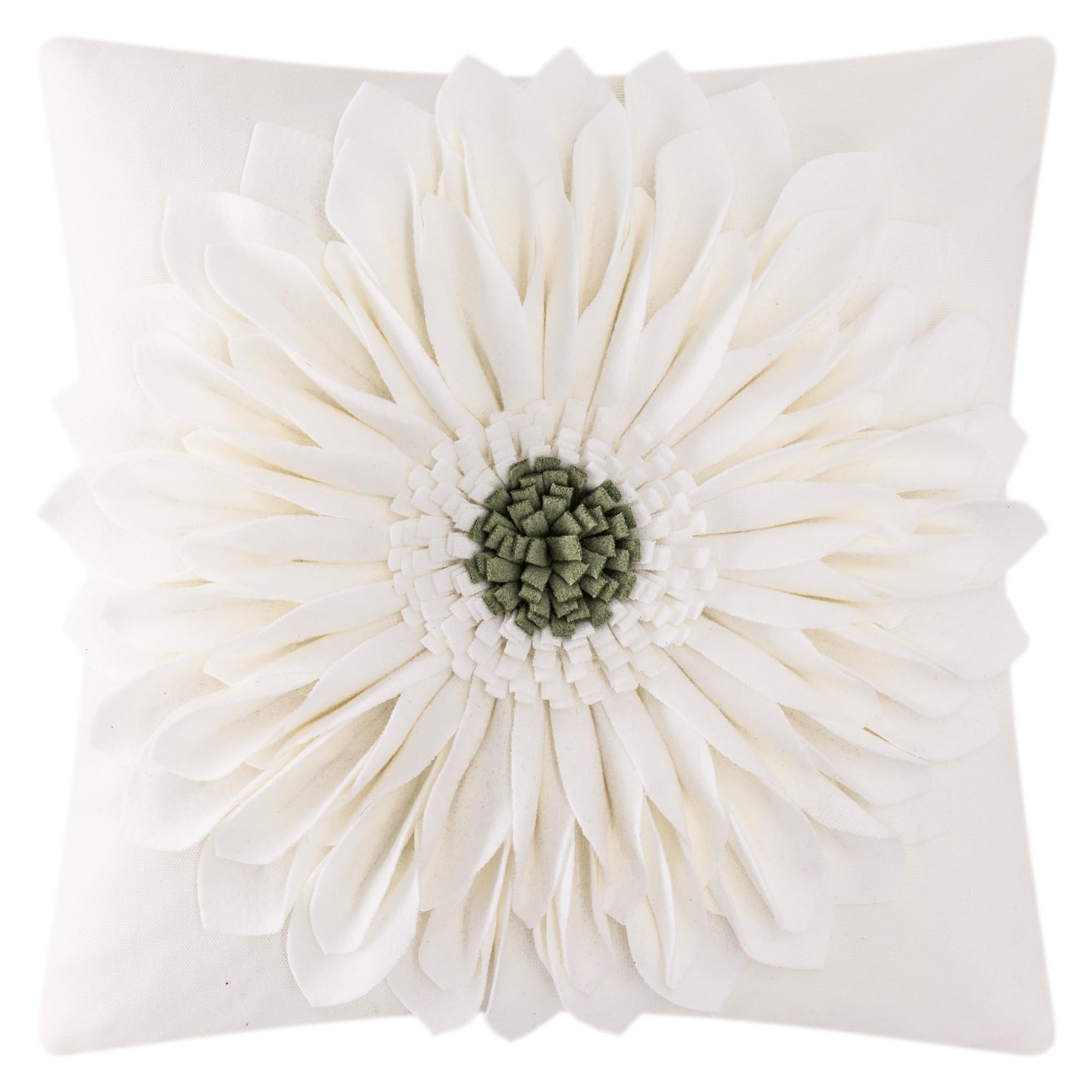 3D Sunflower Handmade Throw Pillow Covers Decorative Floral Pillowcases Cushion Covers for Couch Living Room Home Decor Creamy White 18x18 Inches