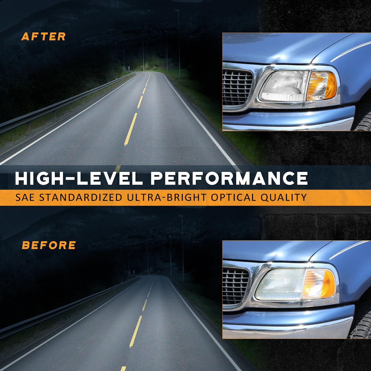 WEELMOTO Headlights compatible with 1997-2003 F150 / 1997-2002 Ford Expedition / 1998-1999 F250, Headlamp+Corner Parking Turn Signal Marker Light Does NOT fit models produced before July 1996