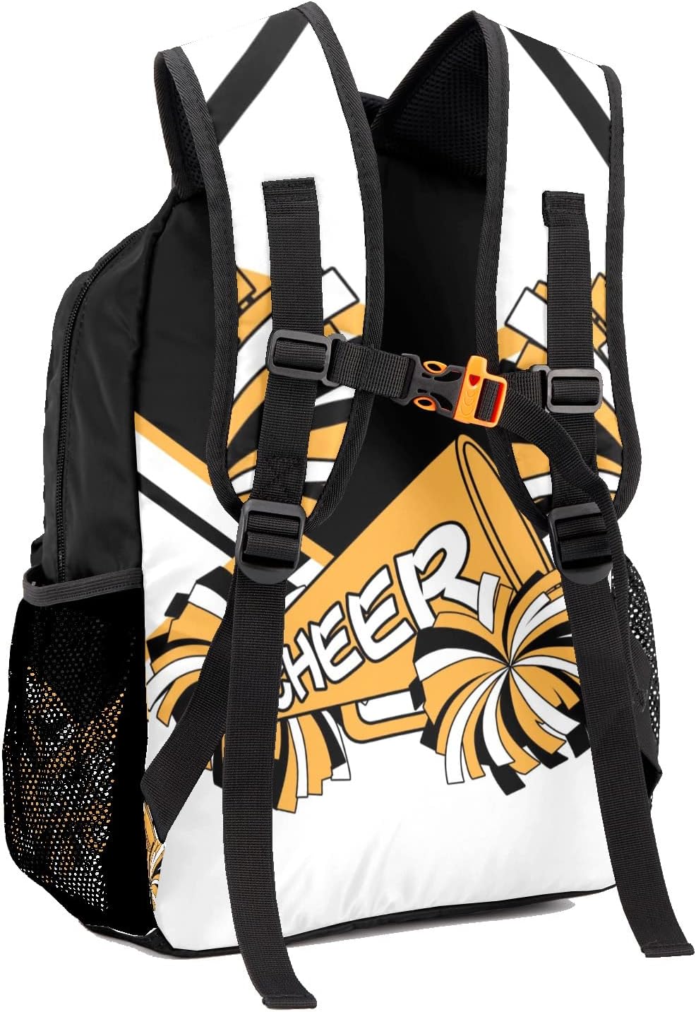 Custom Cheerleader Black Gold Personalized Causual Shoulder Bag Sports Leisure Camping Backpack for Women Men